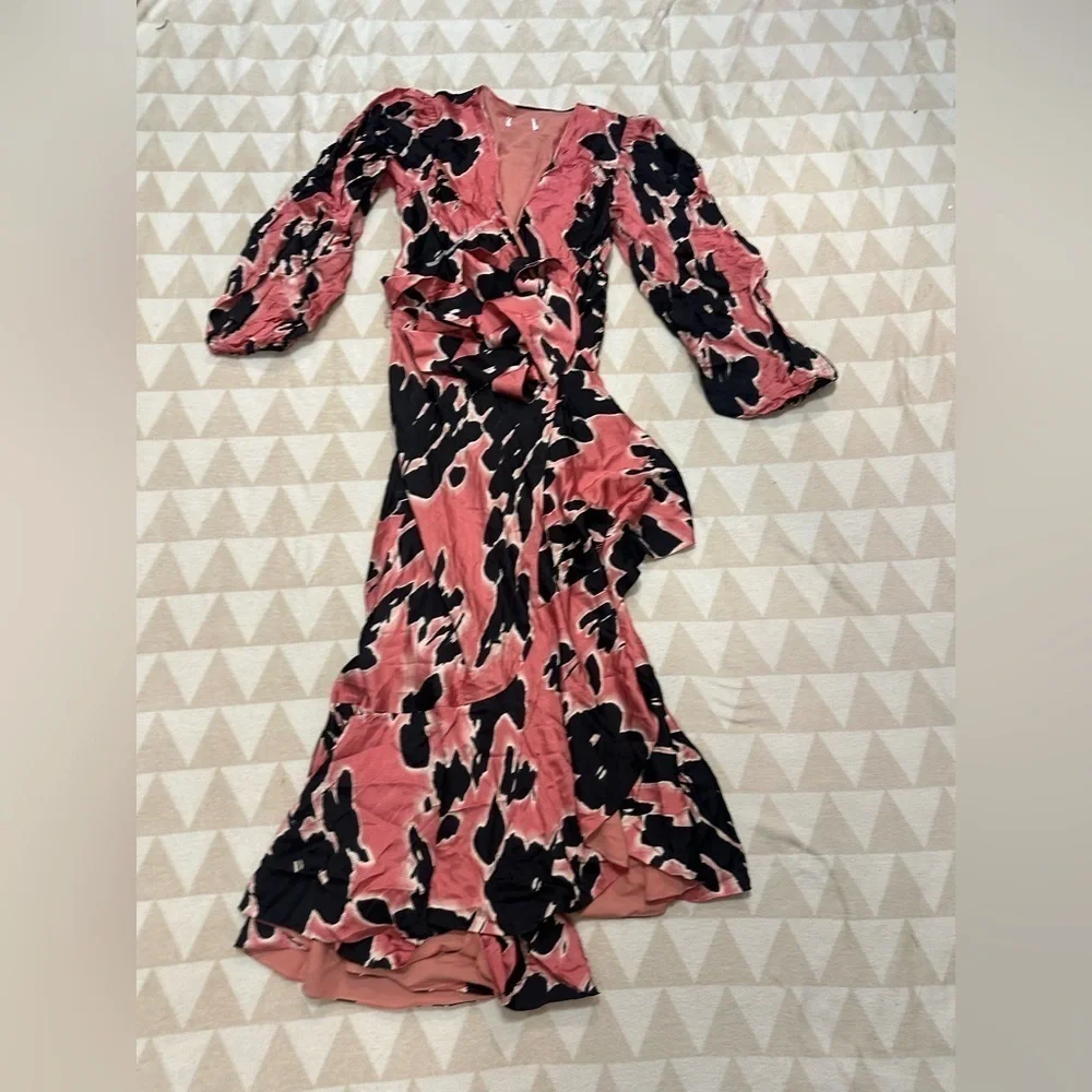 TANYA TAYLOR  Women's Long Sleeve Blaire Dress, Garnet Rose Multi